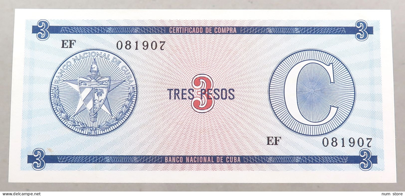 Cuba 3 Pesos 1990  #alb052 0897 - Cuba