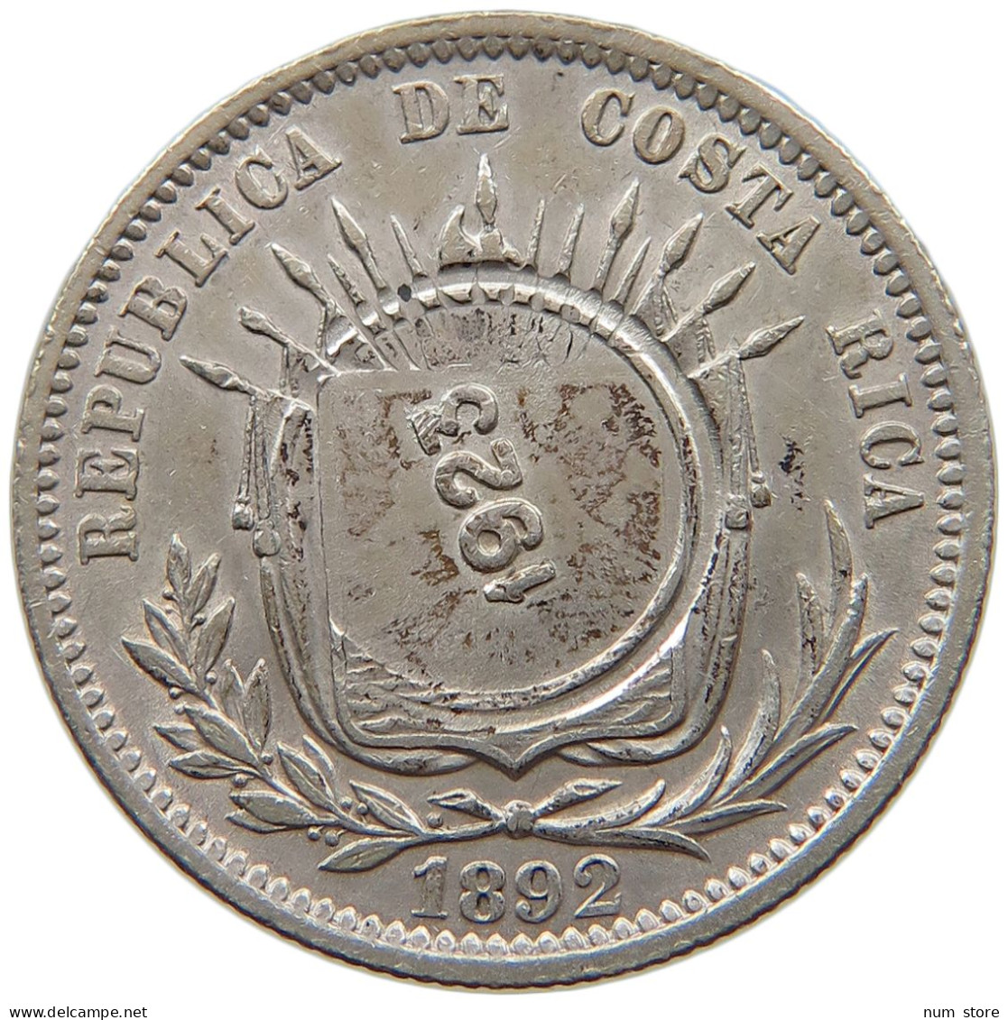 COSTA RICA 50 CENTIMOS 1923 COSTA RICA 50 CENTIMOS 1923 OVER 25 CENTIMOS 1892 #t090 0135 - Costa Rica