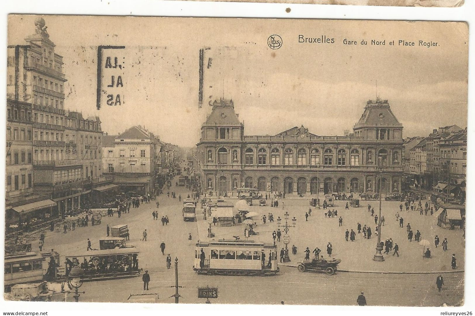 CPA, Belgique, N°21,,Bruxelles , La Gare Du Nord Et Place Rogier , Animée, Ed. Thill, 1924 - Chemins De Fer, Gares