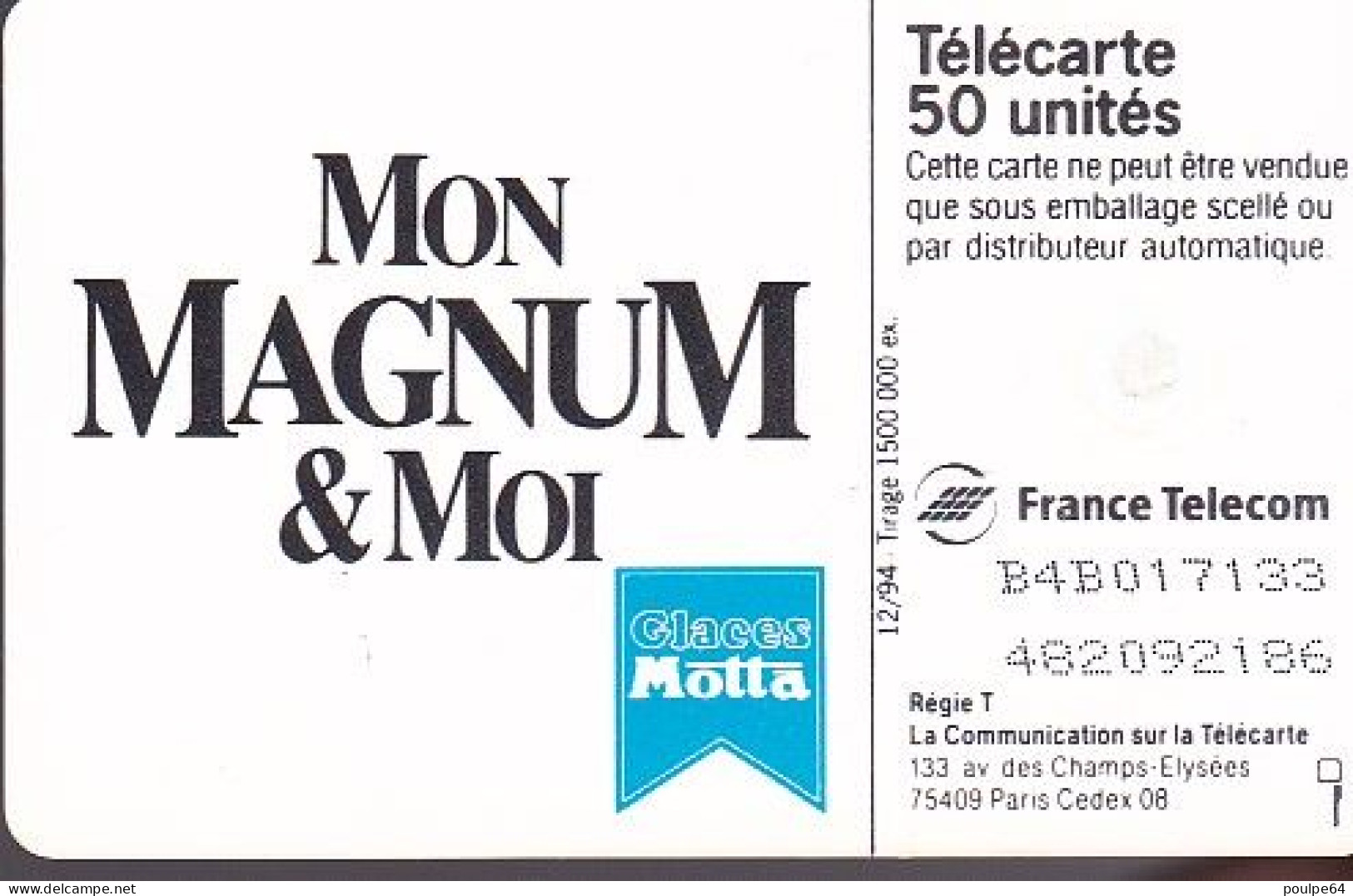 F529 - 12/1994 - MAGNUM GLACES - 50 GEM - 1994