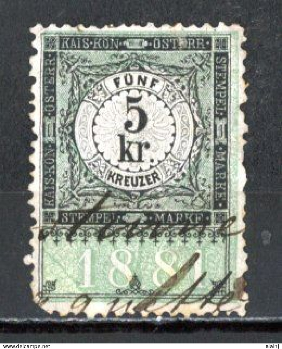 Autriche   Fiscal   Obl    ---      1881  --  Steuermarken  -  5 Kreuzer --  Belle Oblitération. - Revenue Stamps