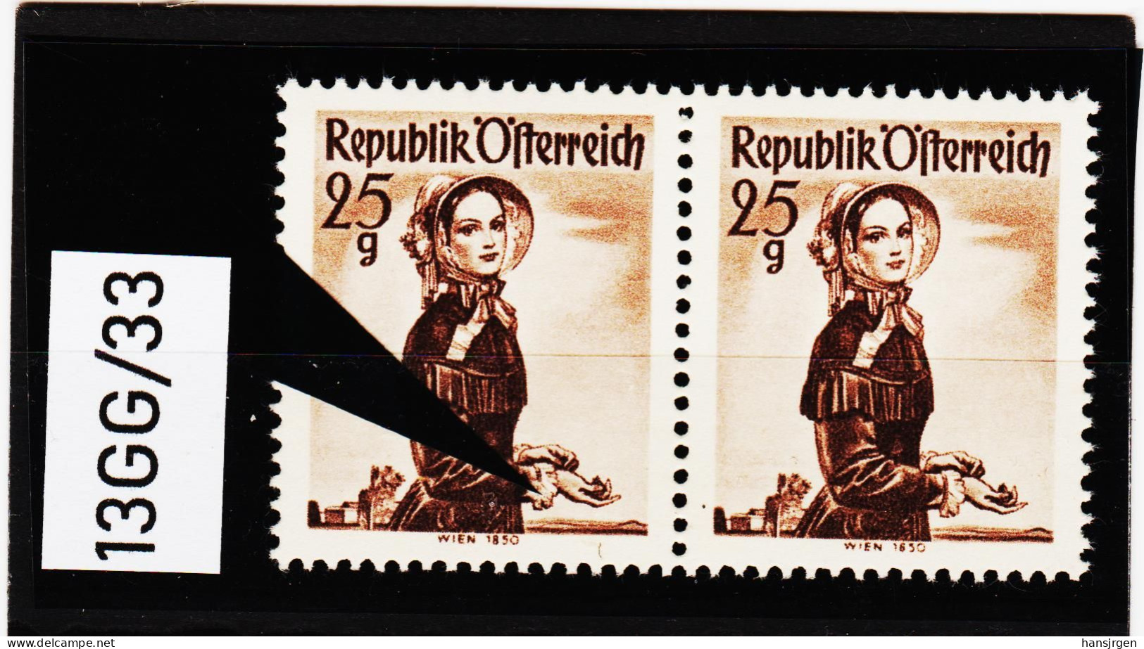 13GG/33 ÖSTERREICH 1949 Michl 898 IV  PLATTENFEHLER FARBFLECK Am HANDGELENK** Postfrisch SIEHE ABBILDUNG - Varietà & Curiosità