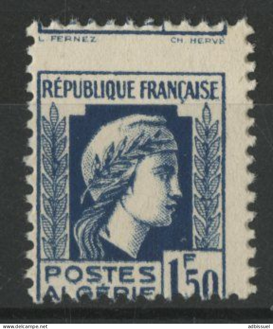 ALGERIE N° 214c Neuf ** Cote 20 € VARIETE DE PIQUAGE A CHEVAL 1,50 Fr Bleu Marianne D'Alger. TB - Neufs