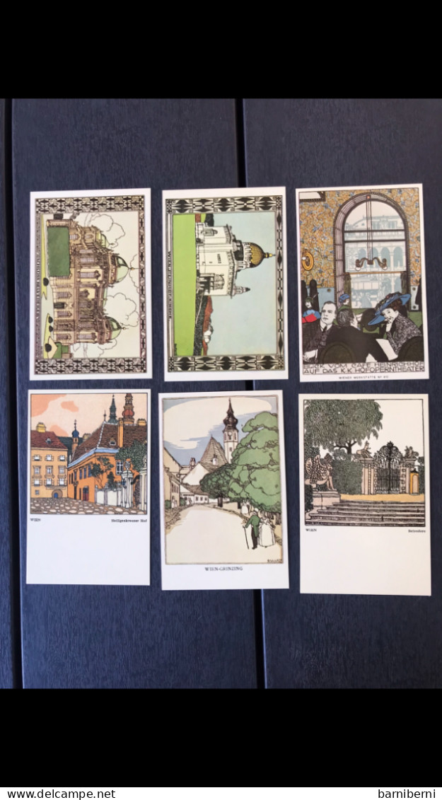 Wiener Werkstaette Serie 12 Cartes Postales Avec Le Pochet. Wien. Edition Moderne De Brandstatter - Wiener Werkstätten