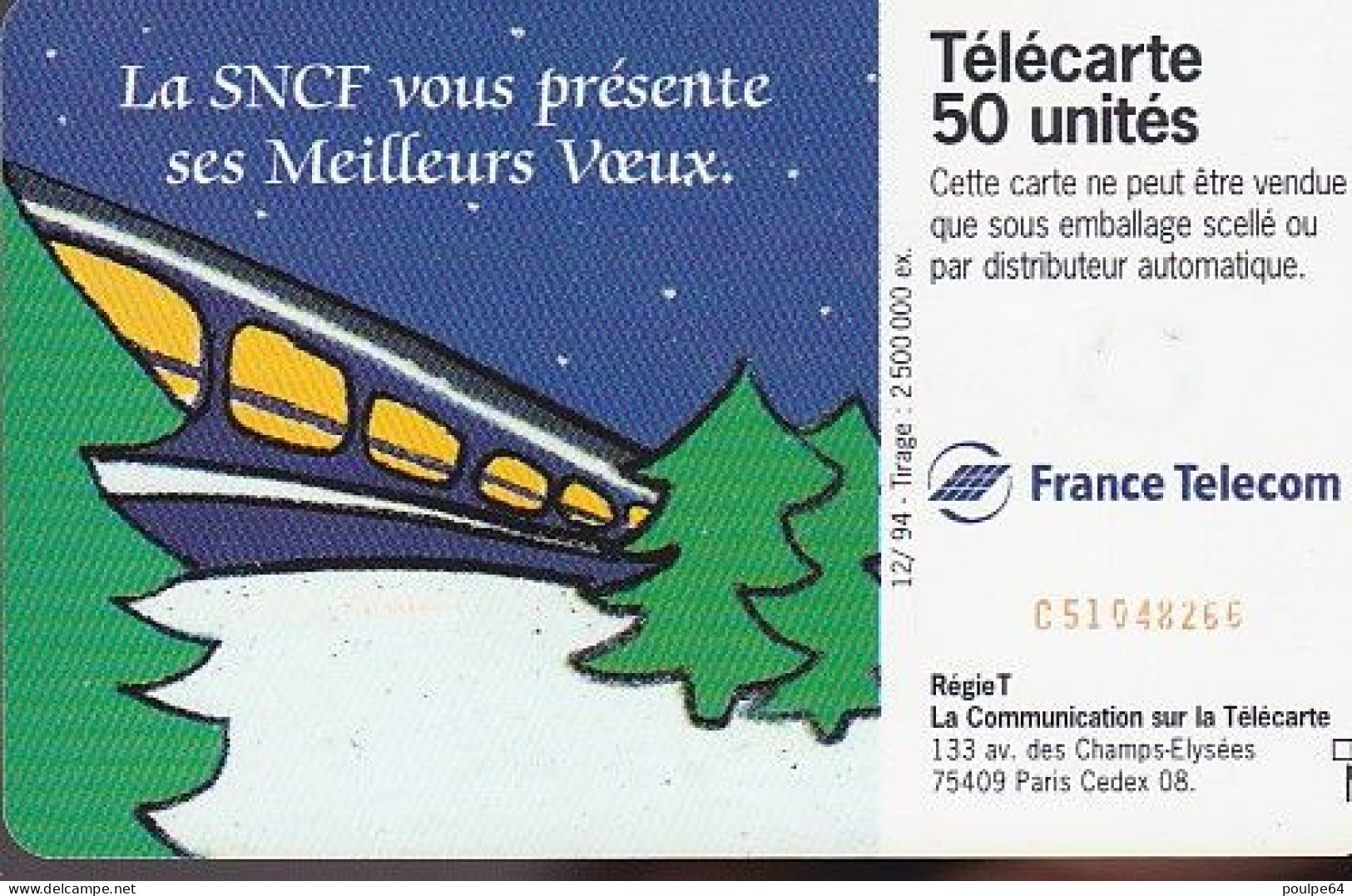 F535A - 12/1994 - SNCF " Père Noël " - 50 SC7 - 1994