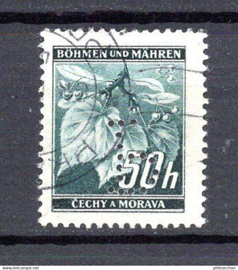 Bohême Et Moravie 1940 N°43 Perforé "P"   0,30 € (cote ?  1 Valeur) - Used Stamps
