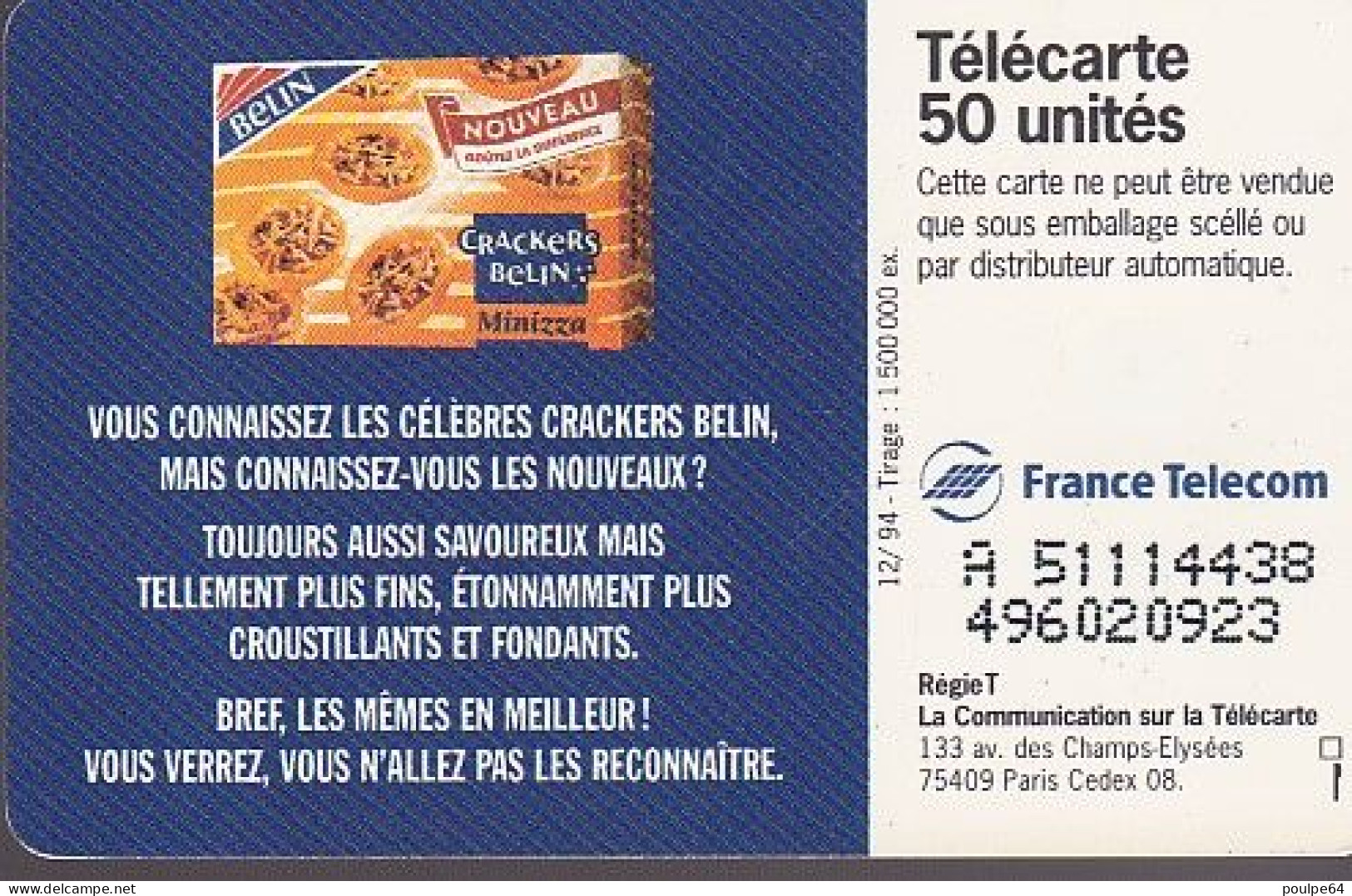 F536 - 12/1994 - CRACKERS BELIN - 50 SO3 - 1994