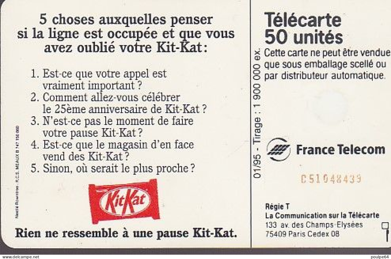 F538A - 01/1995 - KIT KAT - 50 SC7 - 1995