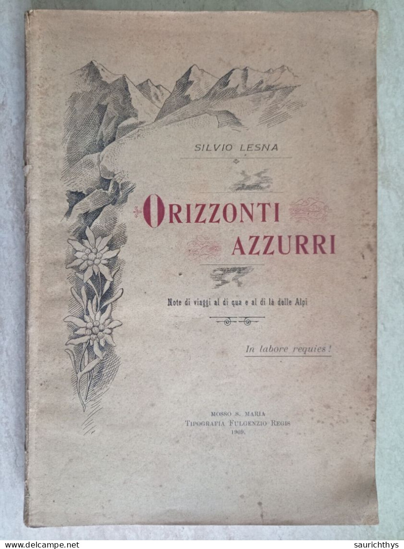 Silvio Lesna Orizzonti Azzurri Note Viaggi Al Di Qua E Al Di Là Delle Alpi Mosso Santa Maria 1909 Biellese - Geschiedenis, Biografie, Filosofie