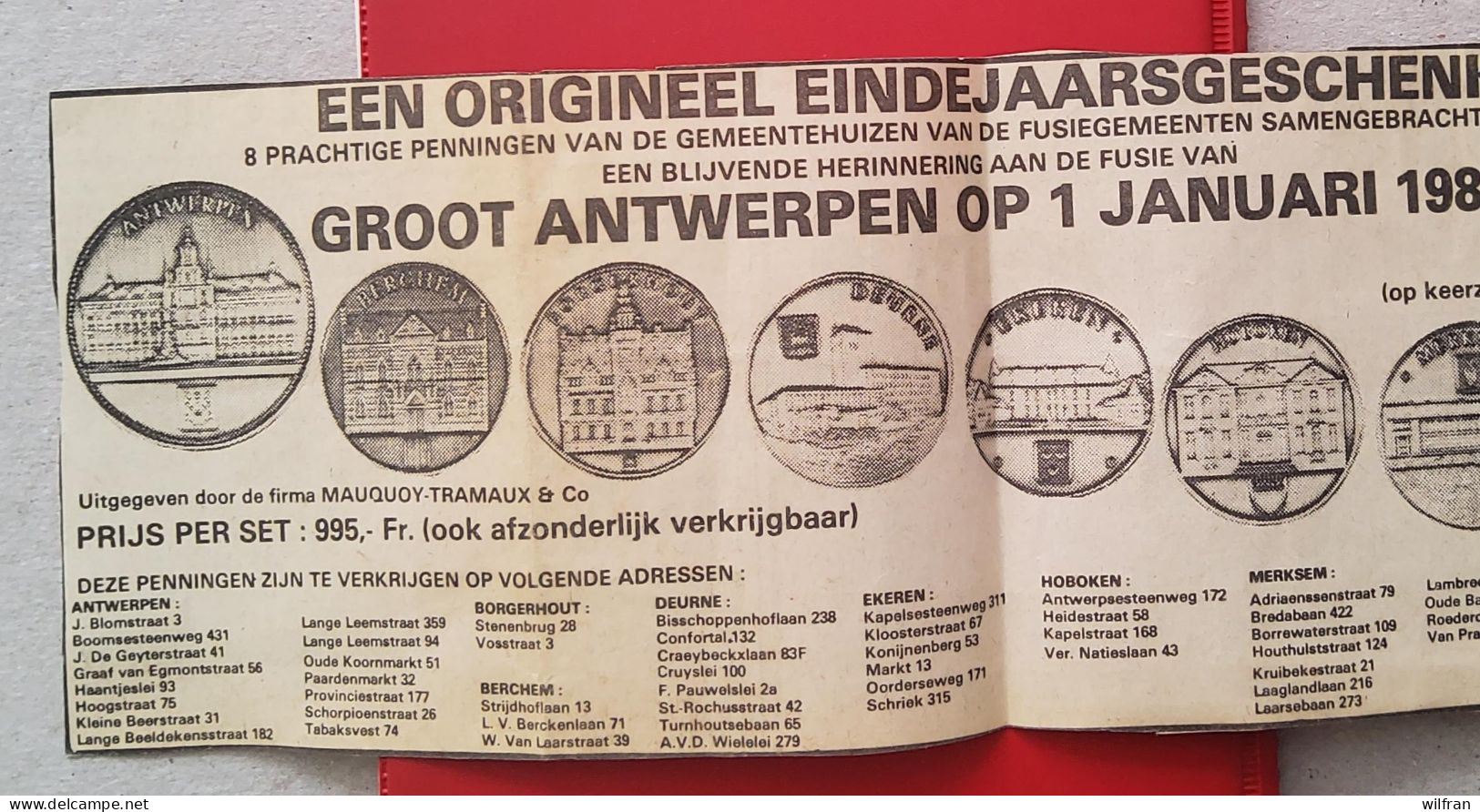 8 Penningen Groot Antwerpen - Gemeentehuizen Fusiegemeenten Antwerpen In Etui (zie Scans) + Krantenknipsel Uitgave - Tokens Of Communes