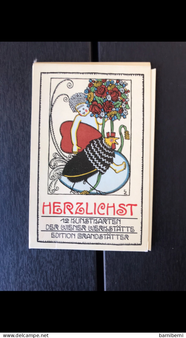 Wiener Werkstaette Serie 12 Cartes Postales Avec Le Pochet. Herzlichst. Edition Moderne De Brandstatter - Wiener Werkstätten