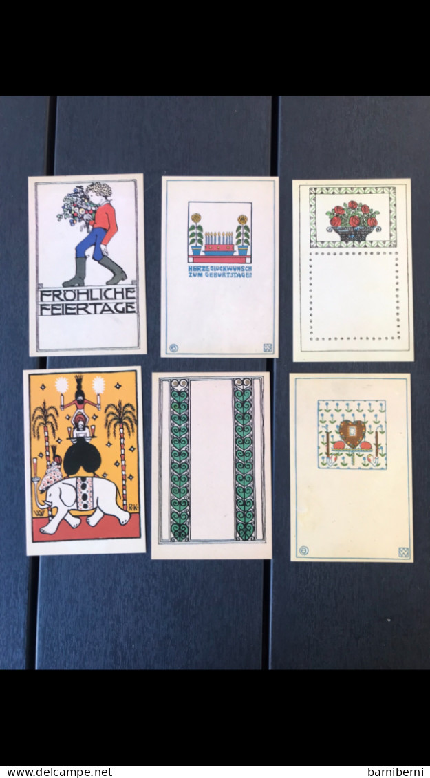 Wiener Werkstaette Serie 12 Cartes Postales Avec Le Pochet. Herzlichst. Edition Moderne De Brandstatter - Wiener Werkstätten