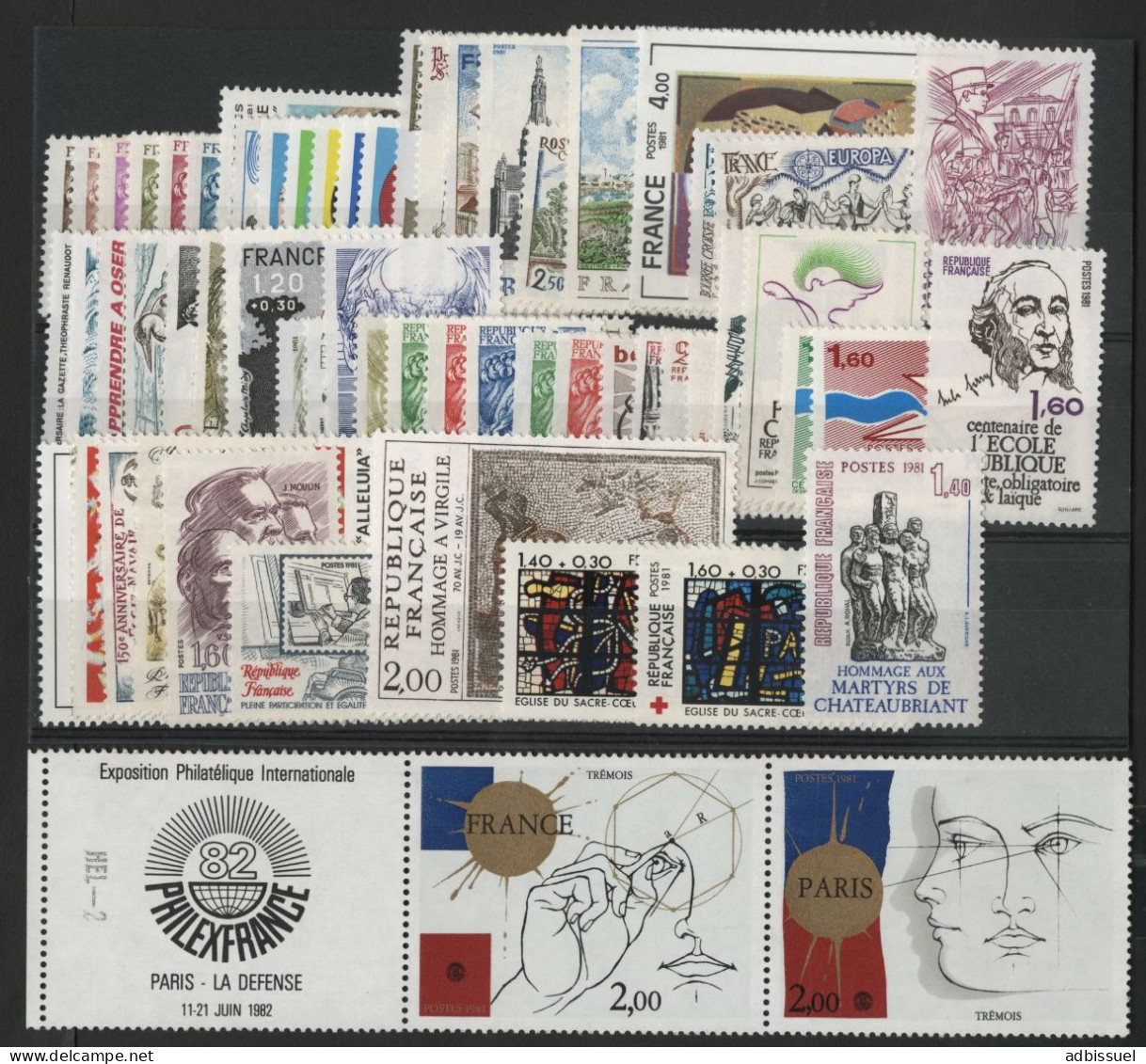 1981 ANNEE COMPLETE Neuve ** (MNH) N° 2118 à 2177 Soit 60 Timbres Vendus à La Valeur Faciale TB - 1980-1989