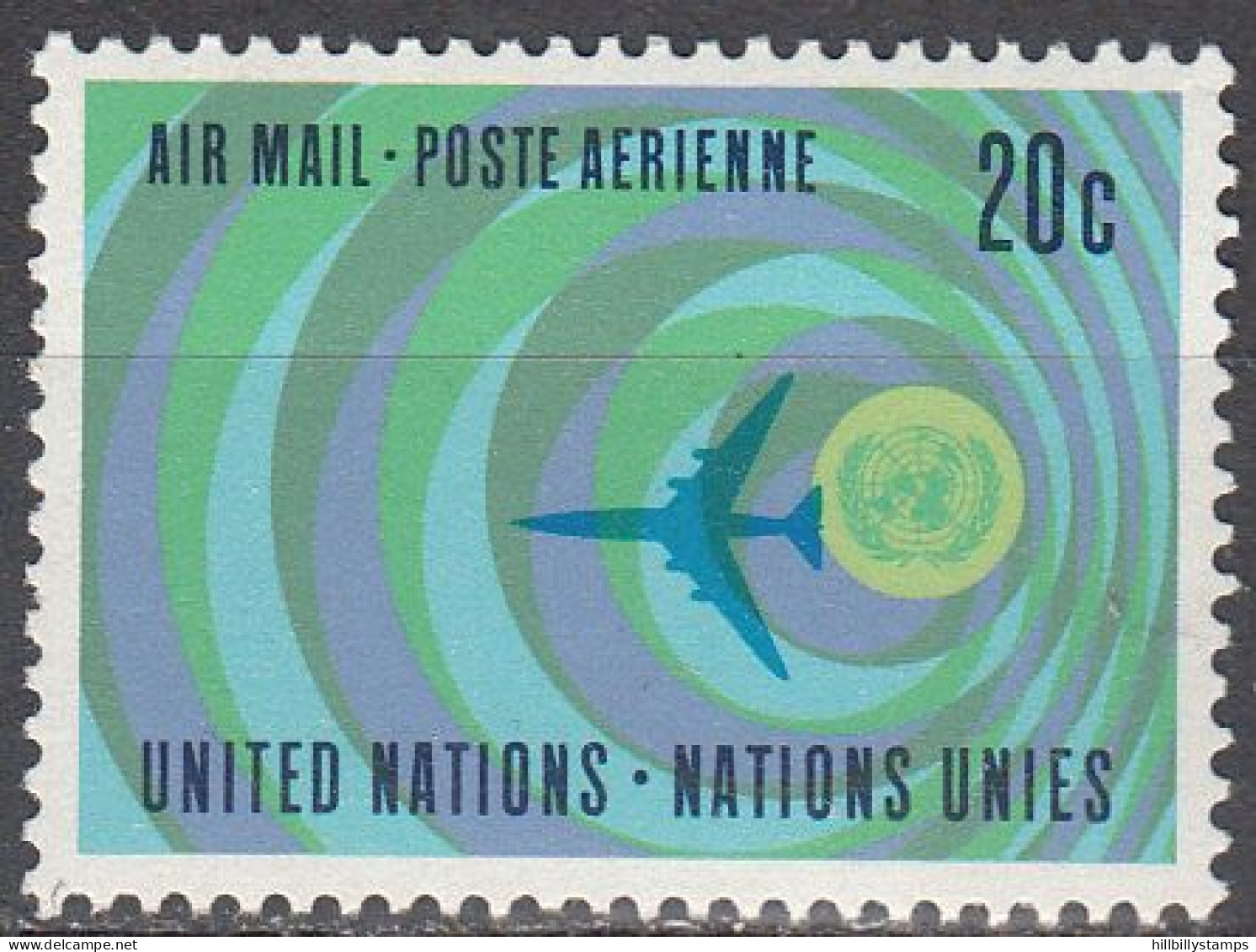 UNITED NATIONS NY   SCOTT NO C13  MNH     YEAR  1968 - Poste Aérienne