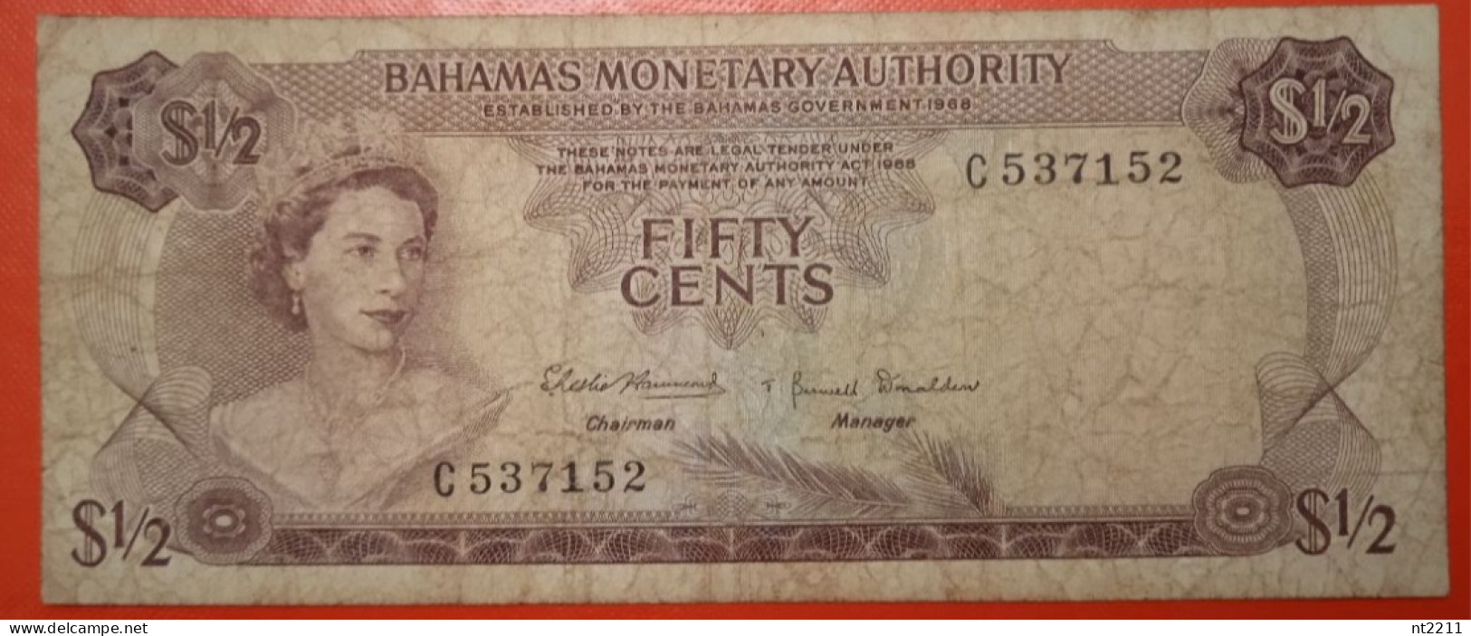 Banknote 1/2 Dollar Bahamas 1968 - Bahama's