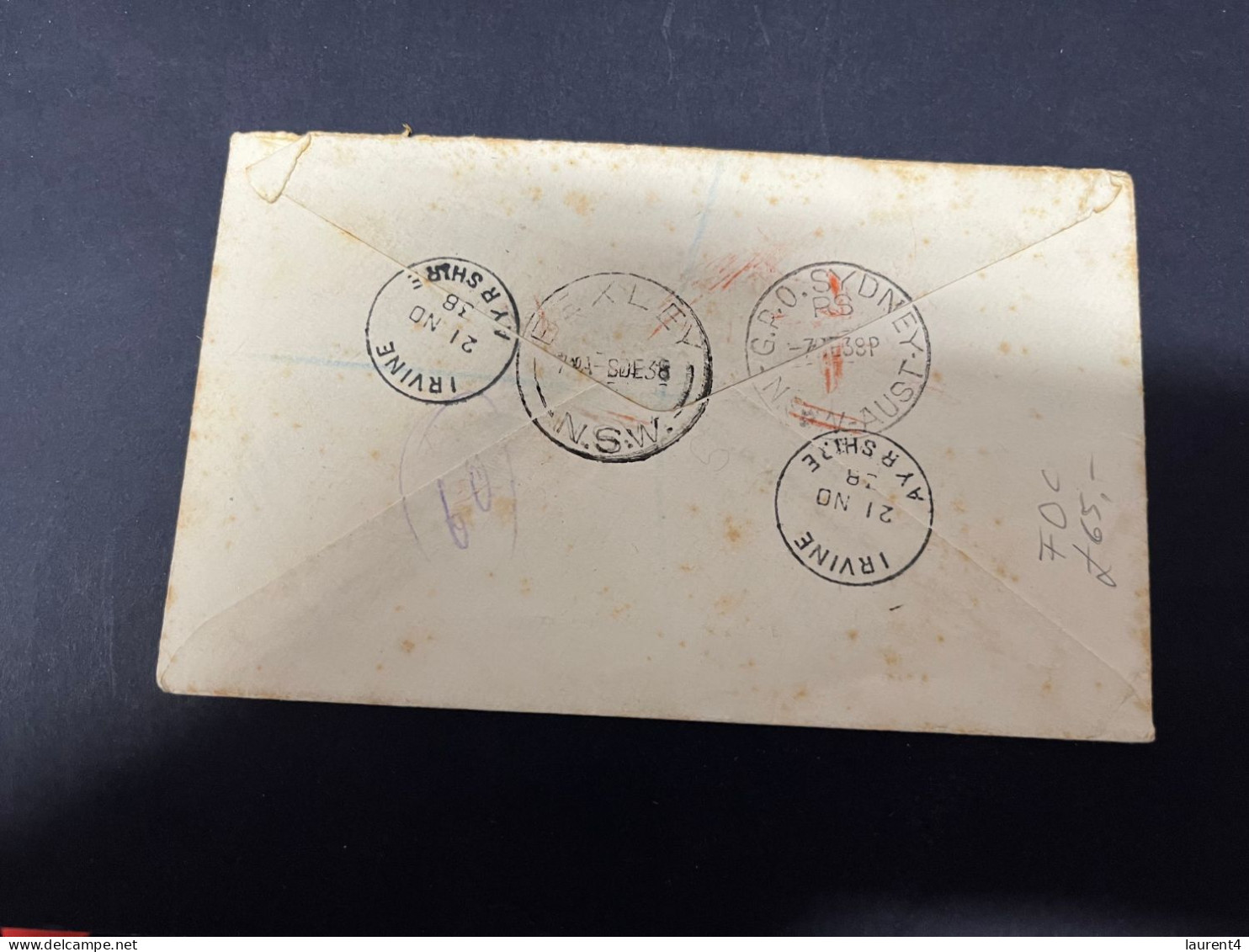 7-11-2023 (1 V 34) UK (registered) Letter Posted To Australia (1938) (condition As Seen On Scan) - Brieven En Documenten