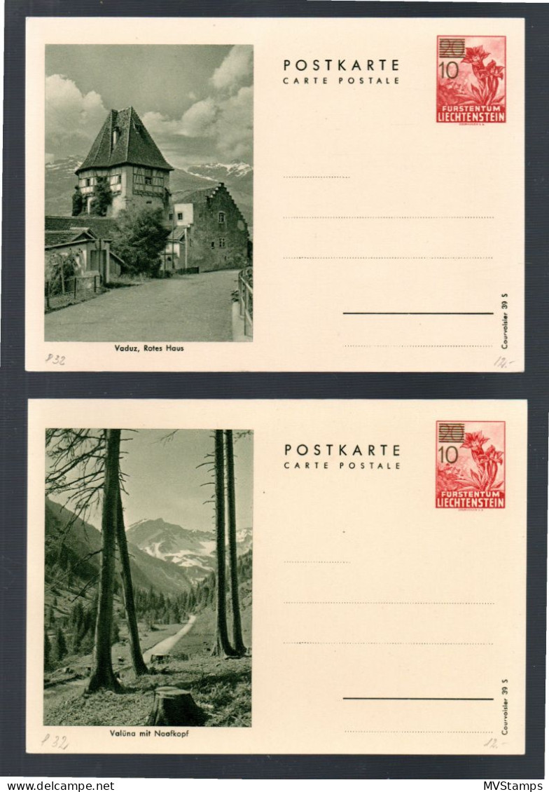 Liechtenstein 1943 Set Old Illustrated Postcards (LBK 26 A/b) Nice Unused - Stamped Stationery