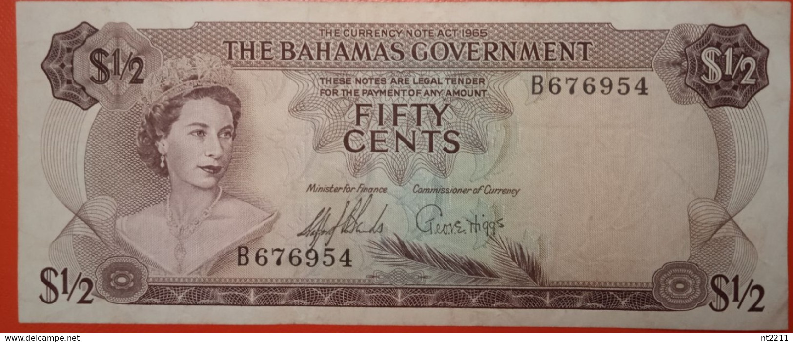 Banknote 1/2 Dollar Bahamas 1965 Rare - Bahama's