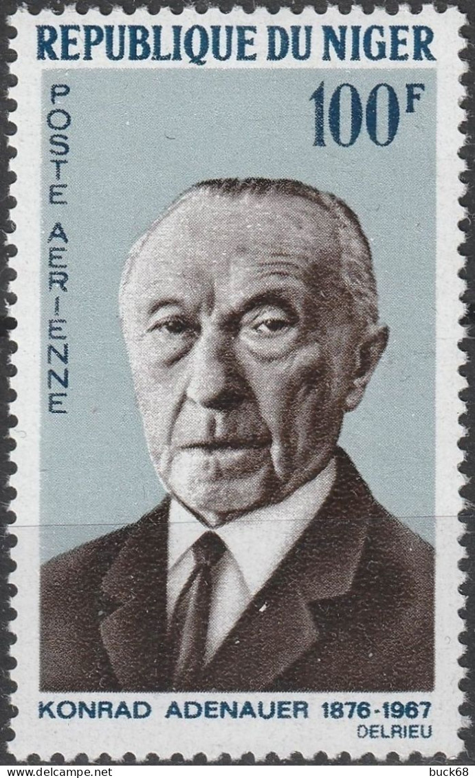 NIGER Poste Aérienne  74 ** MNH Chancelier KanzlerKonrad Adenauer 1876-1964 RFA Allemagne 1967 - Niger (1960-...)