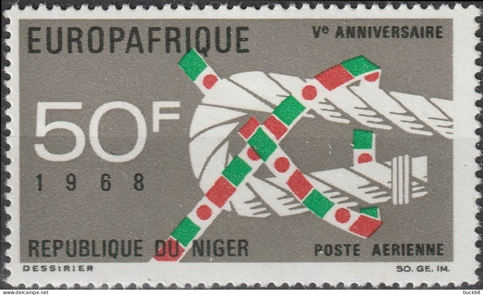 NIGER Poste Aérienne  89 ** MNH Europafrique 5ème Anniversaire 1968 - Niger (1960-...)