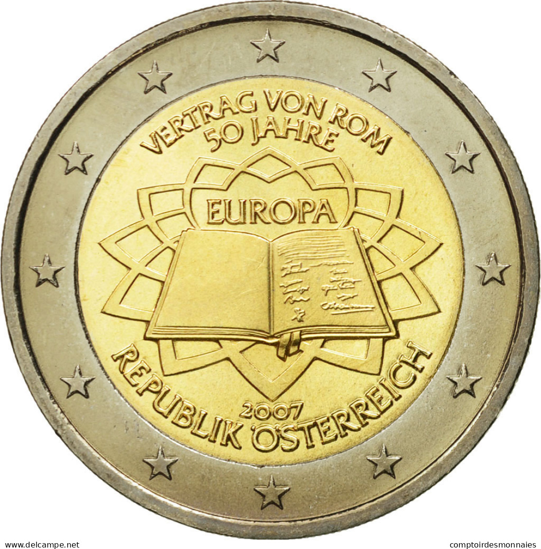 Autriche, 2 Euro, Traité De Rome 50 Ans, 2007, SPL, Bi-Metallic, KM:3150 - Autriche