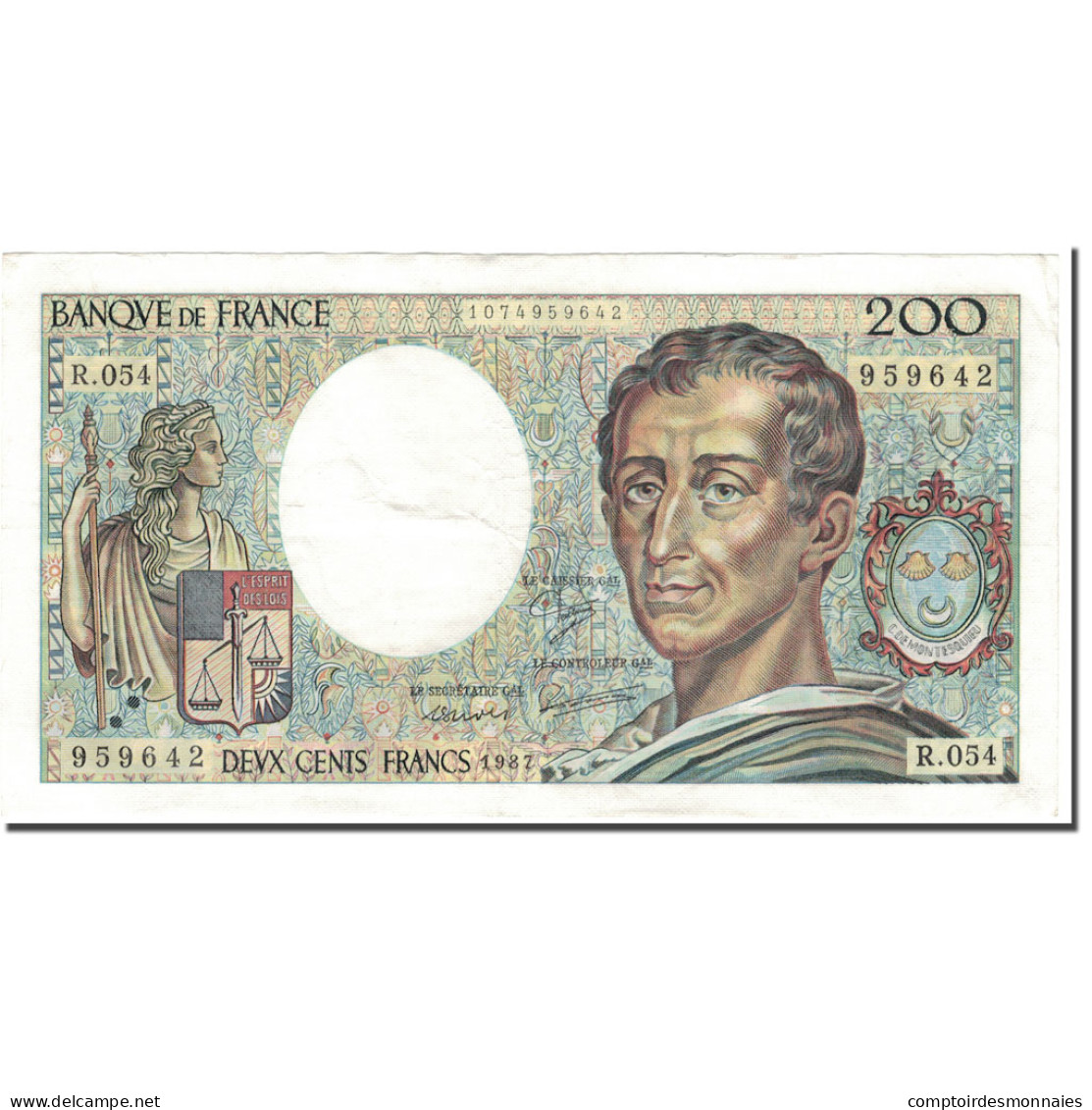 France, 200 Francs, 200 F 1981-1994 ''Montesquieu'', 1987, TTB+, Fayette:70.7 - 200 F 1981-1994 ''Montesquieu''