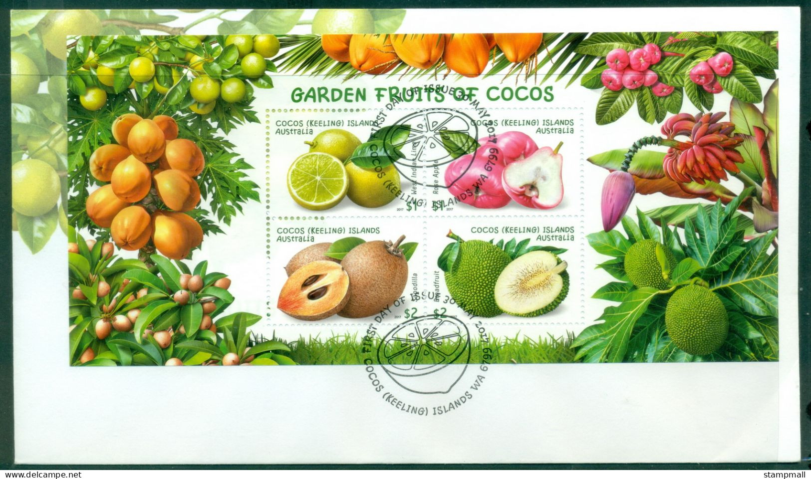 Cocos Keeling Is 2017 Garden Fruits Of Cocos MS FDC - Cocos (Keeling) Islands