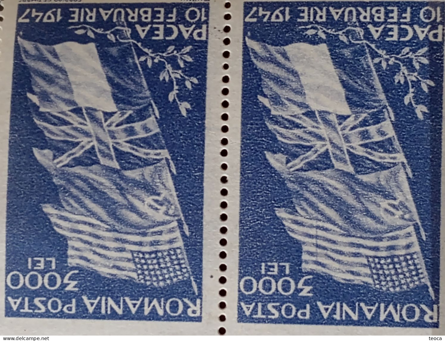 Stamps Errors Romania 1947, # Mi 1026 Printed With Linie Horizontal On Flag - Varietà & Curiosità