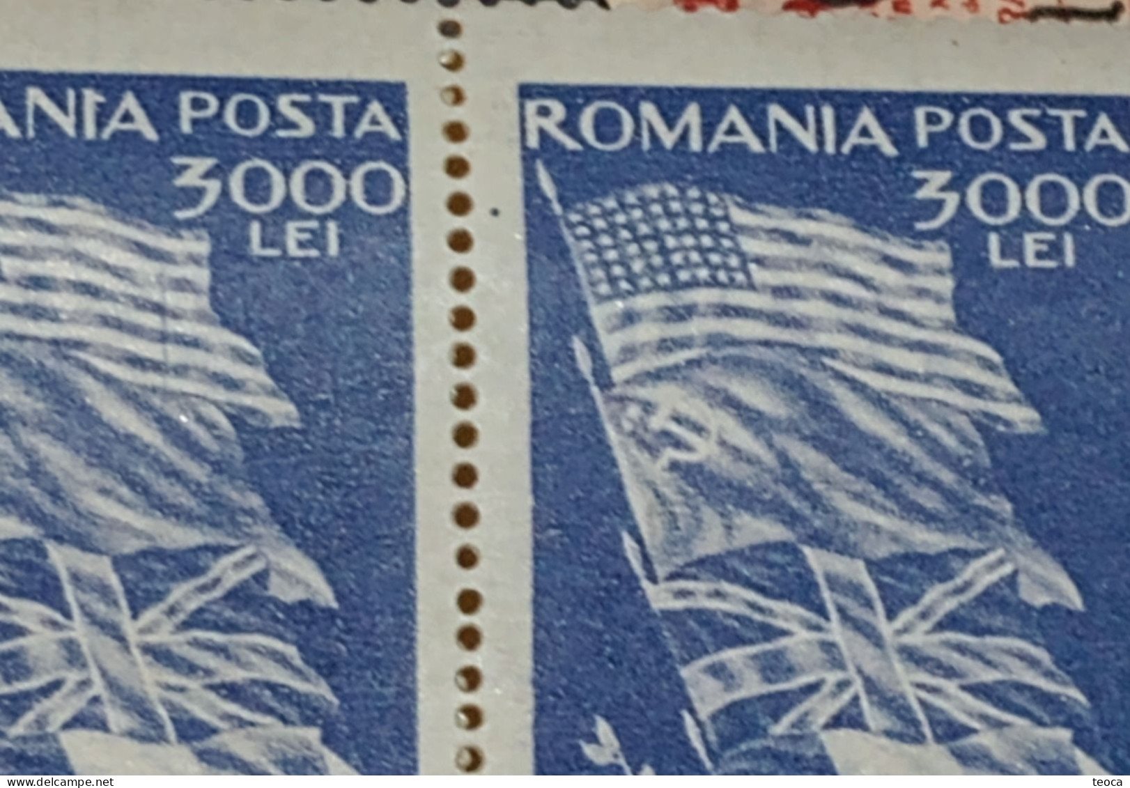 Stamps Errors Romania 1947, # Mi 1026 Printed With Linie Horizontal On Flag - Abarten Und Kuriositäten