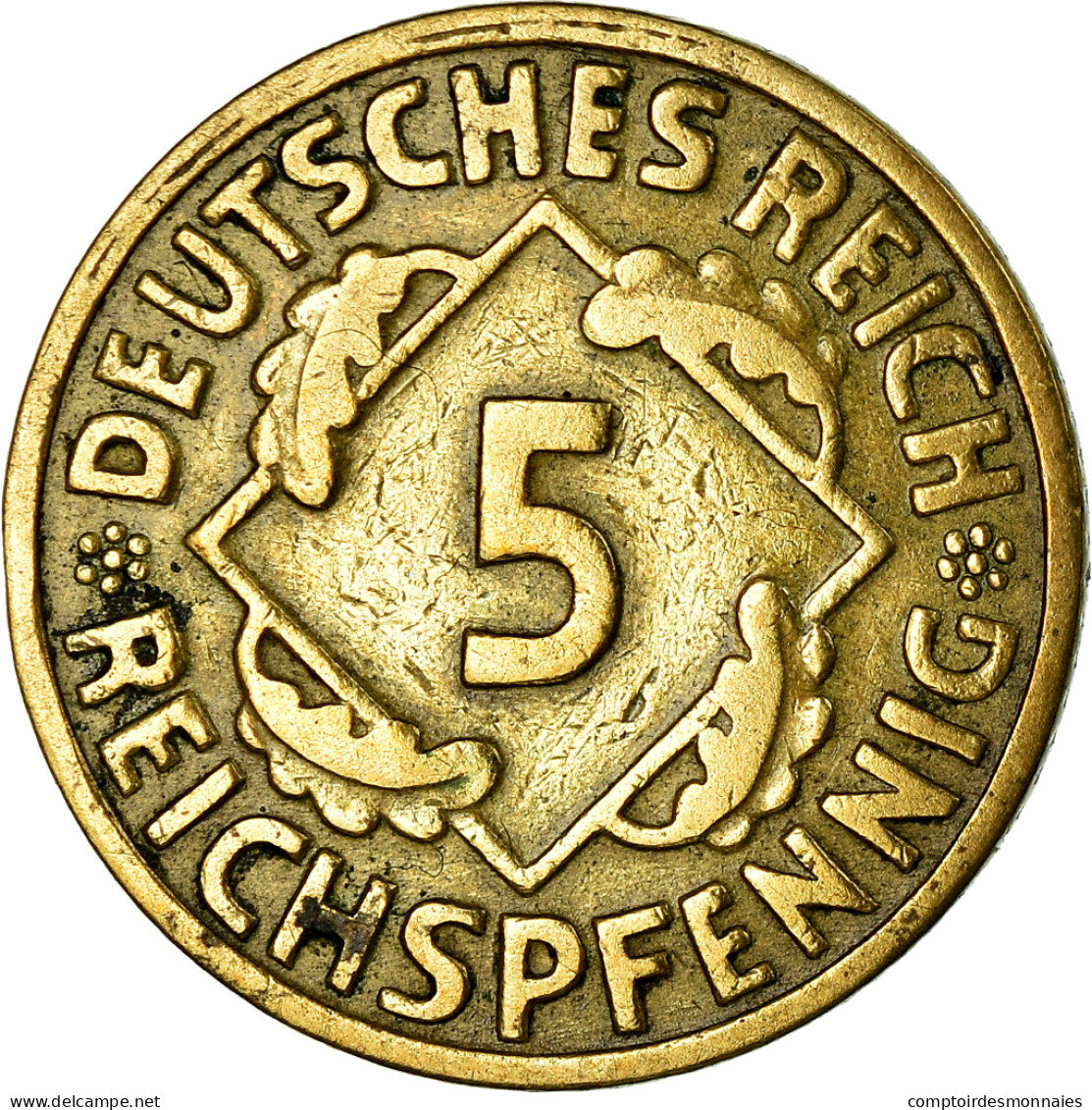 Monnaie, Allemagne, République De Weimar, 5 Reichspfennig, 1925, Karlsruhe - 5 Renten- & 5 Reichspfennig