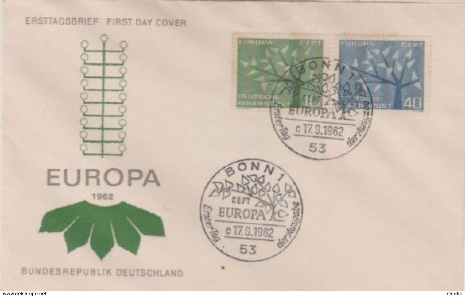 1962   FDC FROMGERMANY ON EUROPA/TREE WITH 19 LEAVES SYMBOLISES 19 MEMBER COUNTRIES - 1961