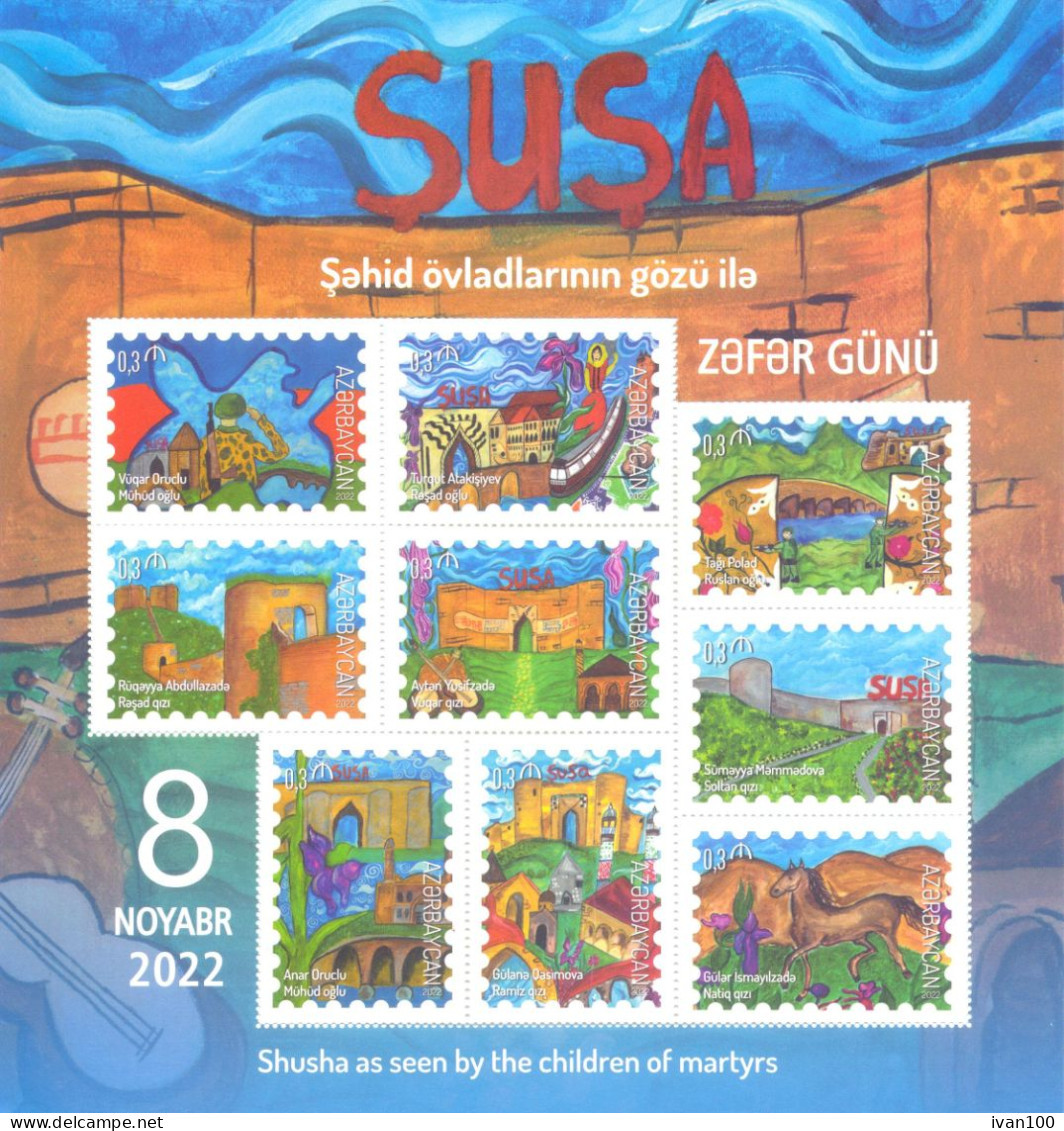 2022. Azerbaijan, Children's Drawings, Shusha, S/s,  Mint/** - Azerbaijan