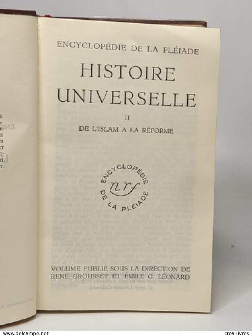 Histoire Universelle En 3 Tomes: I: Des Origines à L'islam / II: De L'islam à La Réforme / III: De La Réforme à Nos Jour - Dictionnaires