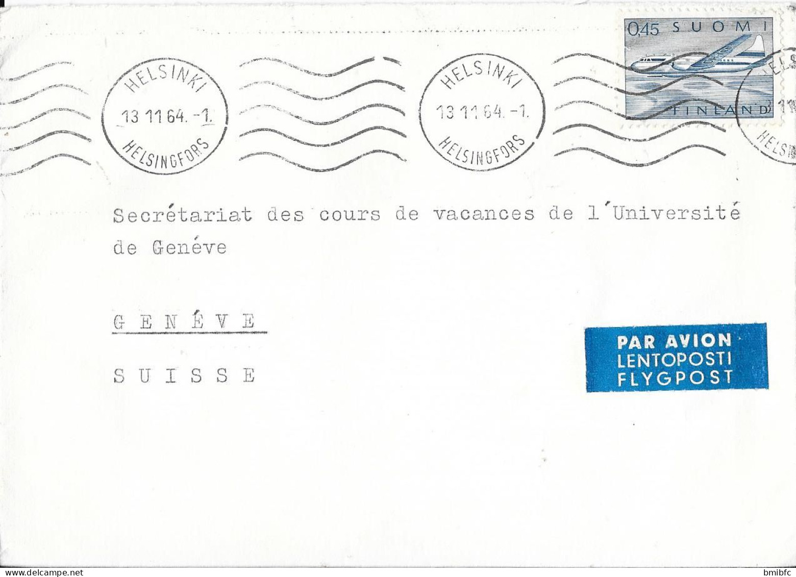 HELSINGFORS  Par Avion HELSINKI 13-11-64 - Cartas & Documentos