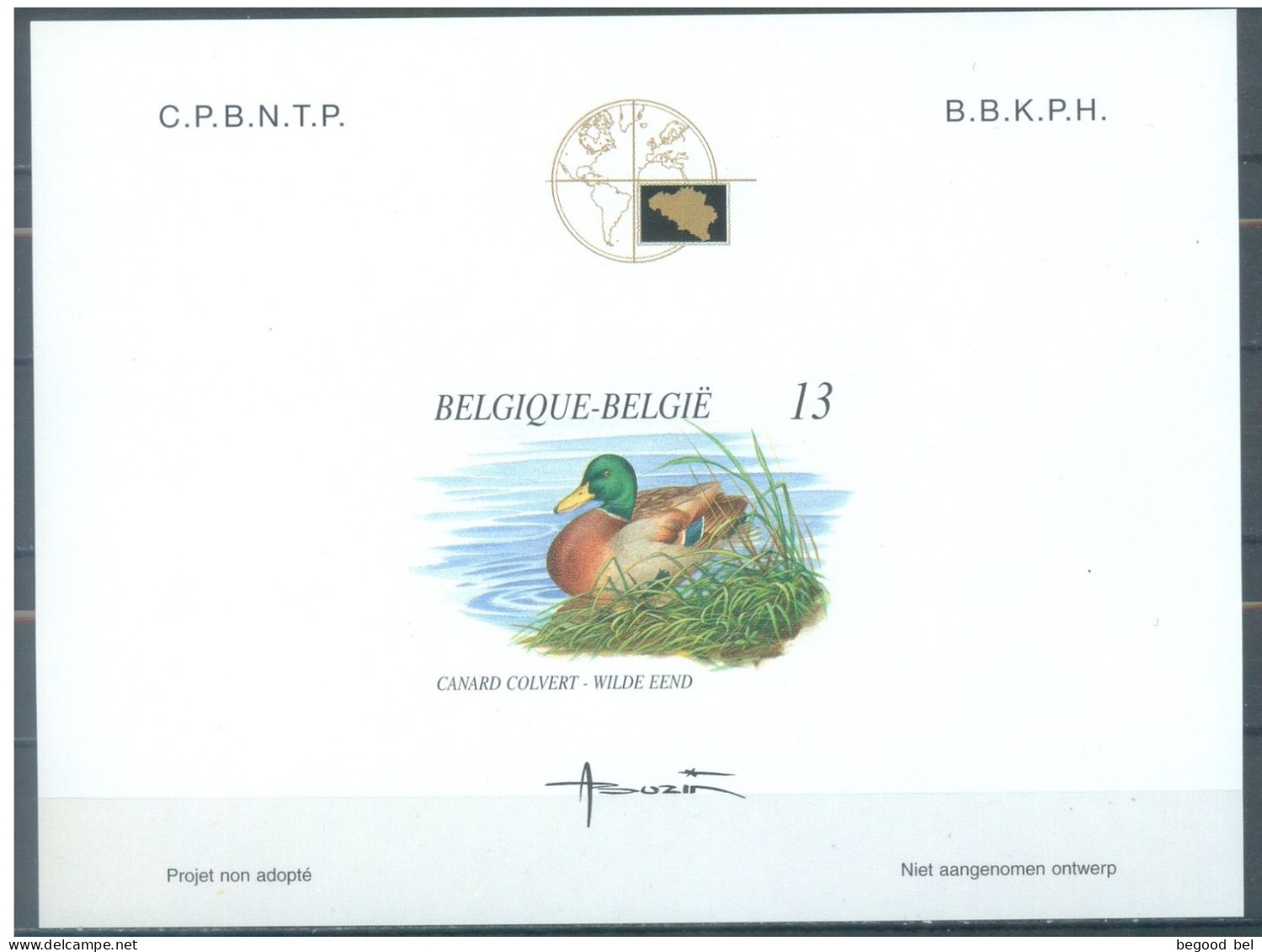 BELGIQUE - 2002 - CANARD COLVERT WILDE EEND BUZIN  - COB NA11 - Lot 25901 - Abgelehnte Entwürfe [NA]