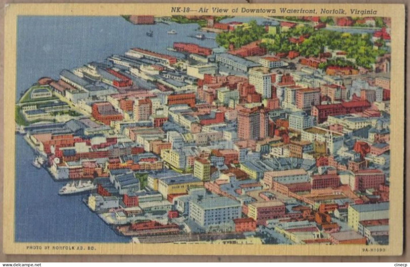CPA USA - NORFOLK - Air View Of Downtown  Waterfront - TB Vue Générale Partie De La Ville Détails Gratte Ciels - Norfolk