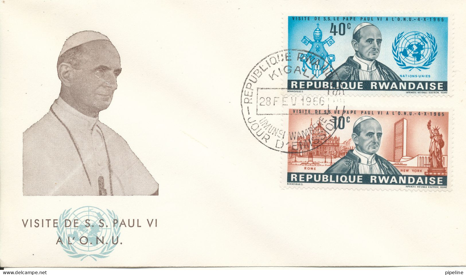 Rwanda FDC 28-2-1966 Visit Of POPE Johannes Paul VI With Cachet - 1962-1969