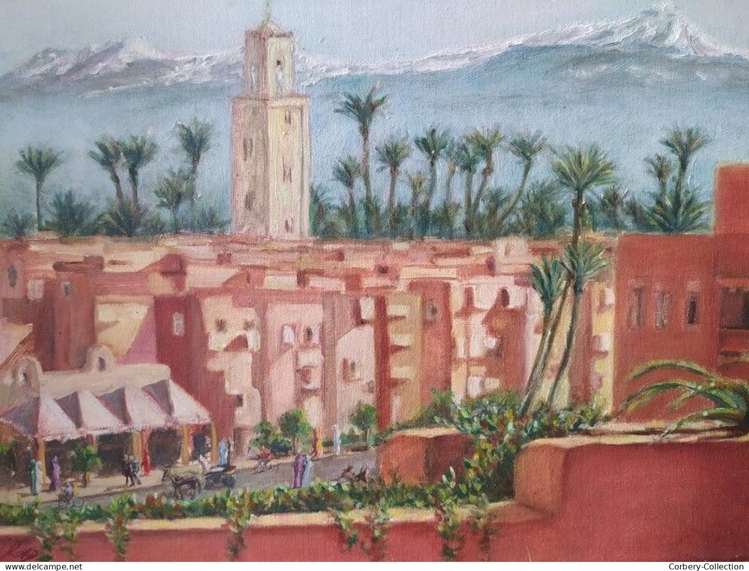 Tableau Orientaliste Peinture Maroc Marrakech XXème - Olieverf