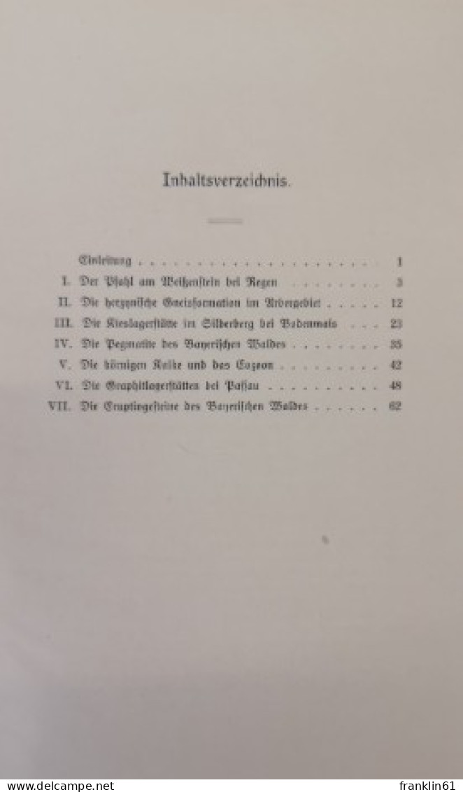Bodenmais - Passau. Petrographische Exkursionen Im Bayerischen Wald. - 4. 1789-1914