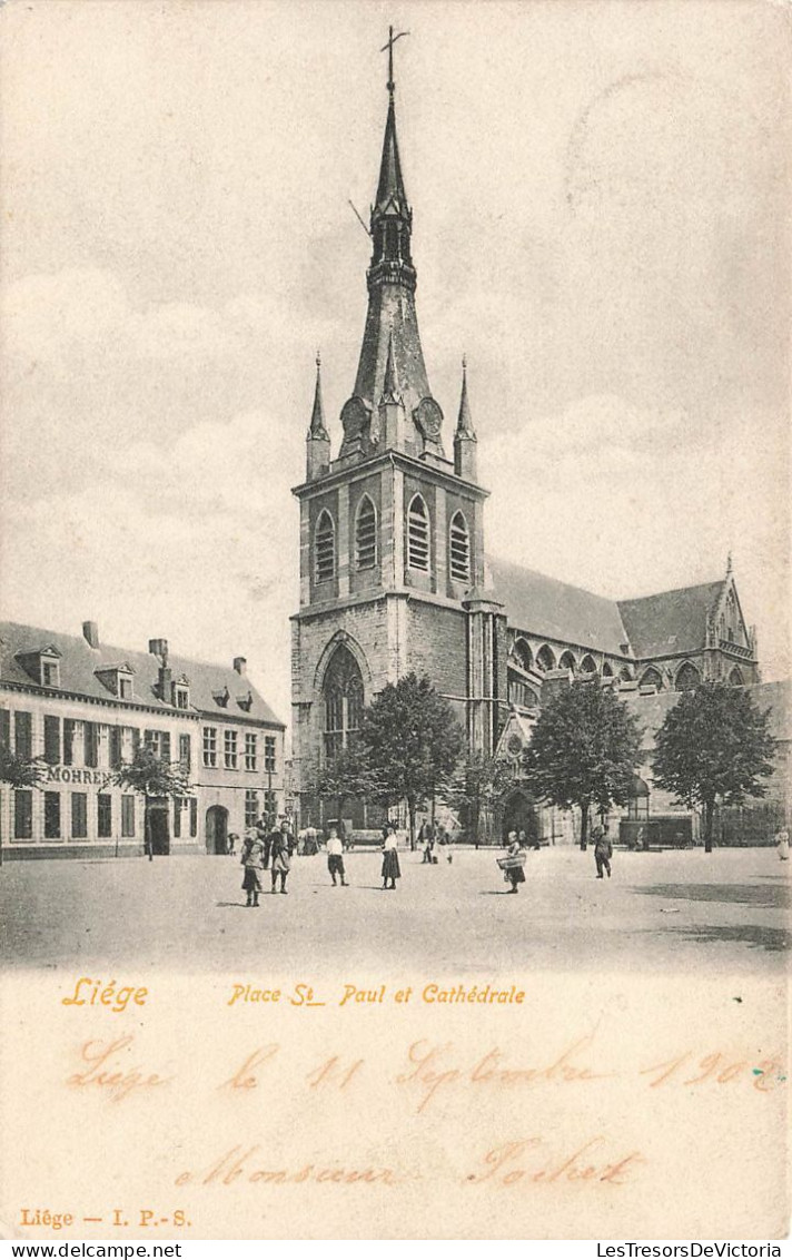 BELGIQUE - Liège - Place St Paul Et Cathédrale - Animé - Carte Postale Ancienne - Liege