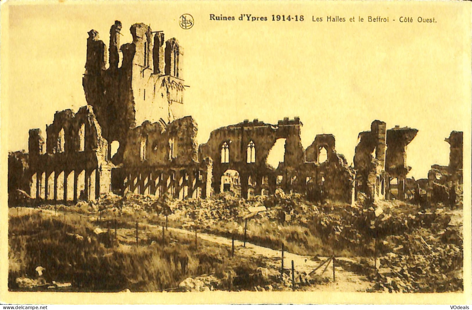 Belgique -  Flandre Occidentale - Ieper - Ypres - Ruines D'Ypres 1914-18 - Les Halles Et Le Beffroi - Côté Ouest - Ieper