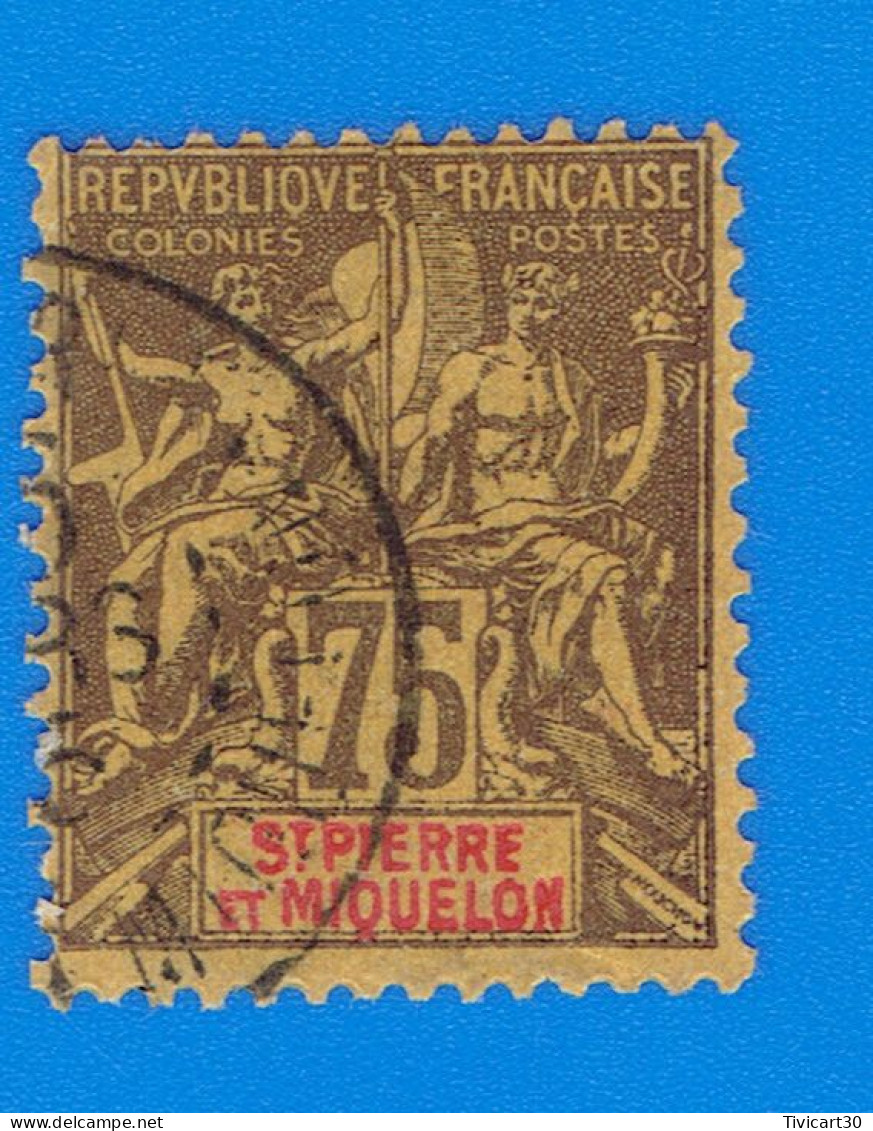 TIMBRE - COLONIES FRANCAISES - SAINT-PIERRE-ET-MIQUELON - 75 C. N° 70 OBLITERE - Gebruikt