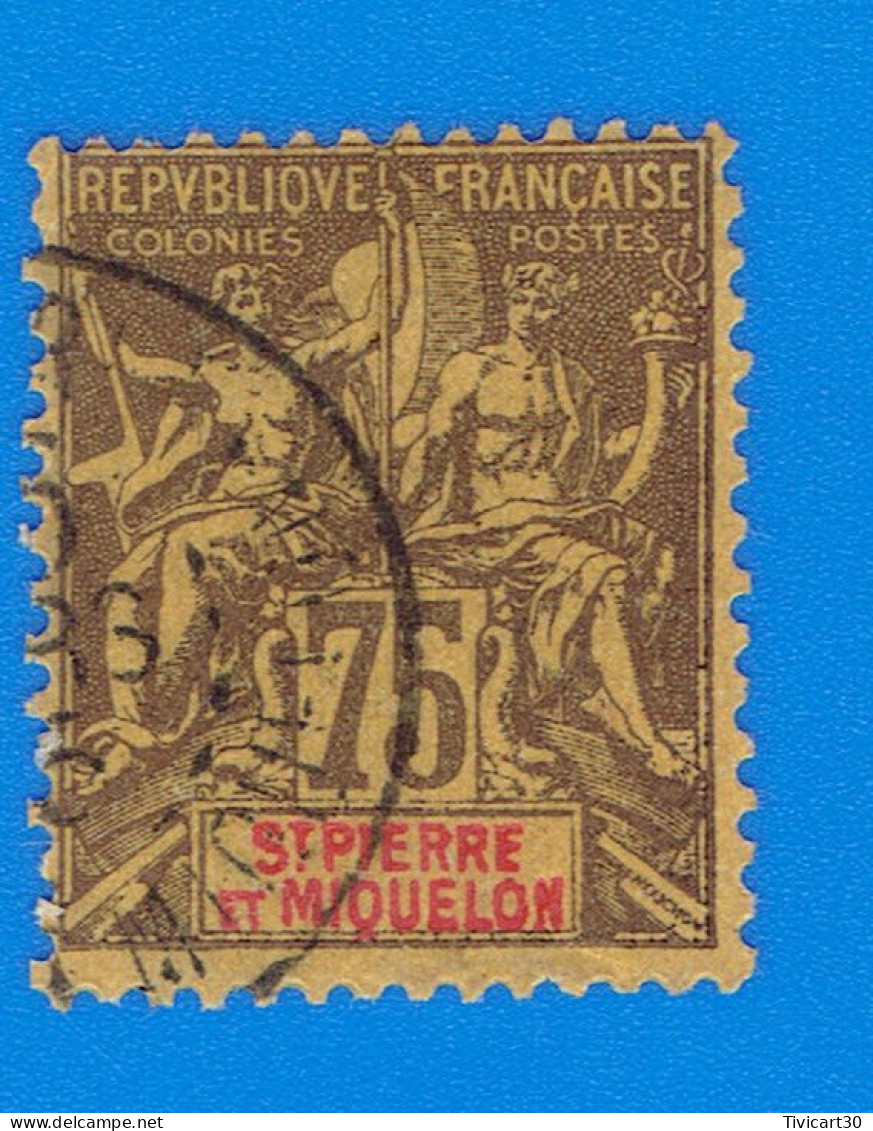 TIMBRE - COLONIES FRANCAISES - SAINT-PIERRE-ET-MIQUELON - 75 C. N° 70 OBLITERE - Used Stamps