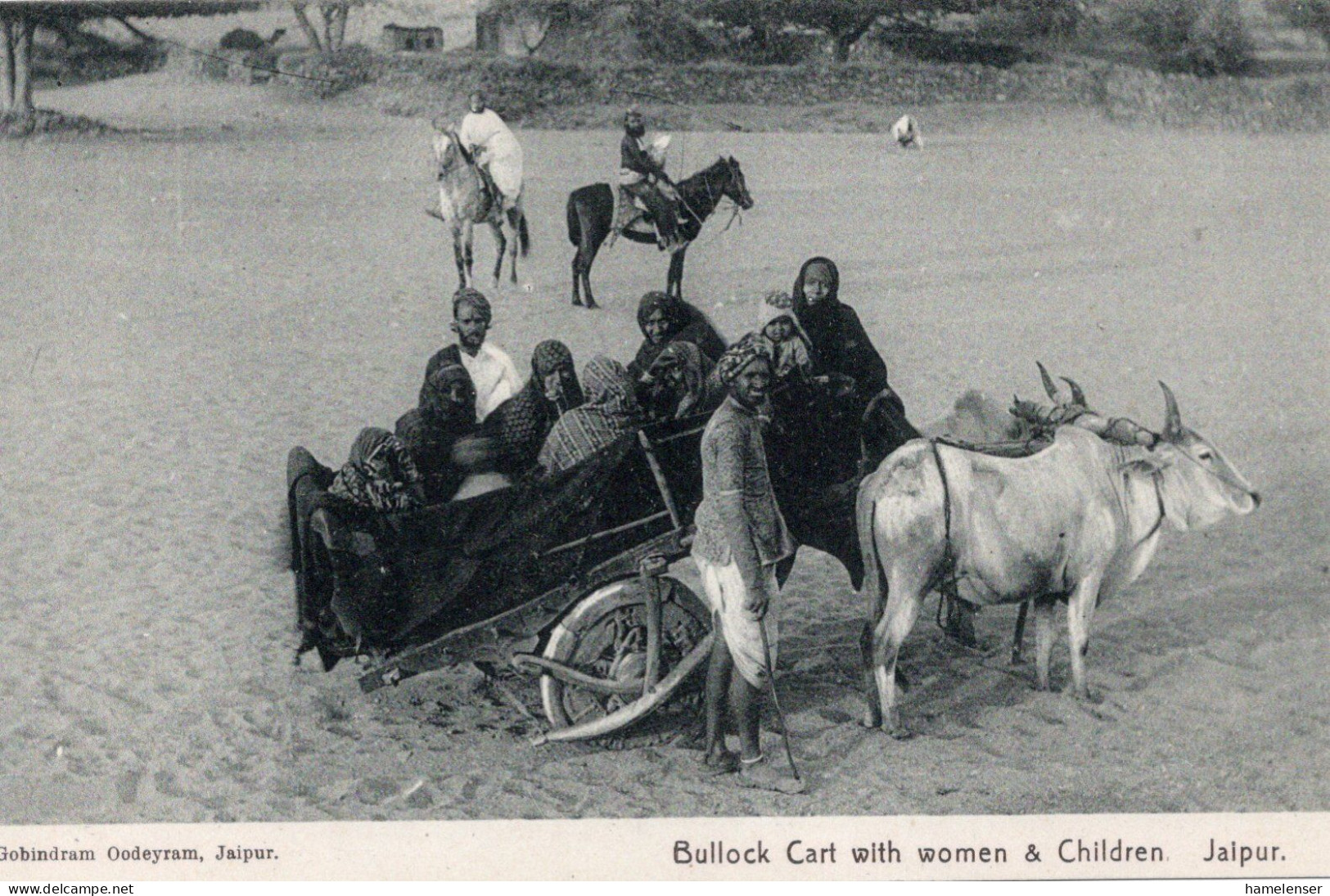 71554 - Indien - 1910 - Ansichtskarte "Jaipur - Bullock Cart Mit Frauen & Kindern", Ungebraucht - India