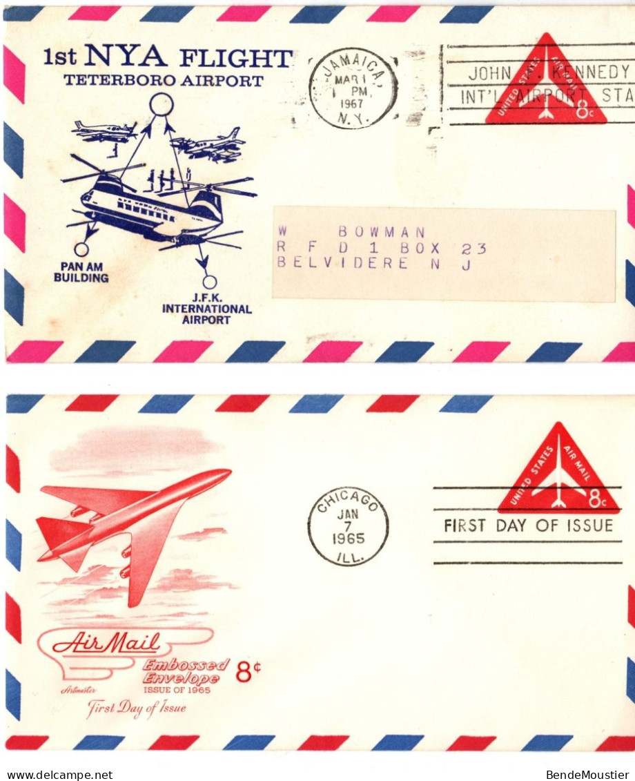 (N18) USA SCOTT 2 X UC 37 - FDC Chicago 1965 + 1st NYA Flight Teterboro Airport - John F.Kennedy Int'l Airport STA. 1967 - 3c. 1961-... Covers