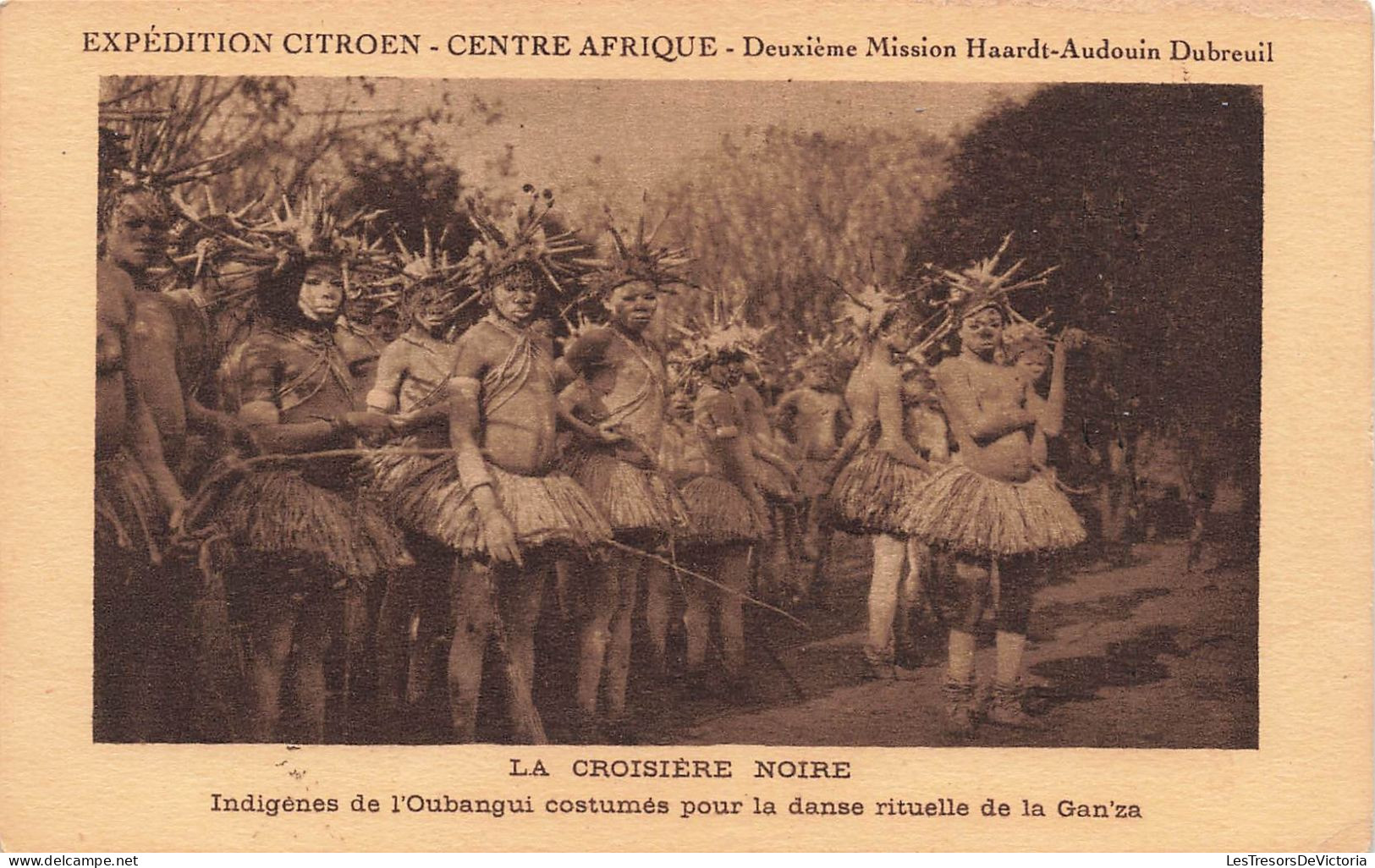 CENTRE AFRIQUE - La Croisière Noire - Indigènes De L'Oubangui Costumés Pour La Danse Rituelle - Carte Postale Ancienne - Repubblica Centroafricana