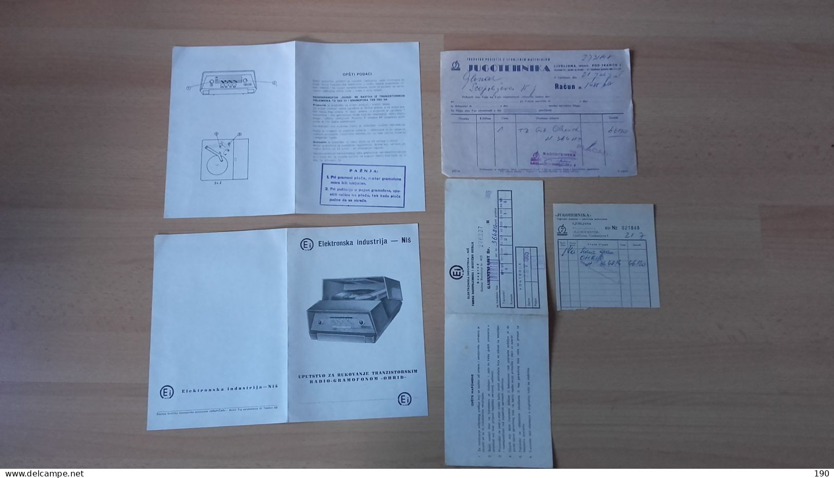 Ei Nis.Elektronska Industrija Nis.5 Documents.Tranzistorski Radio-gramofon Ohrid - Manuscrits