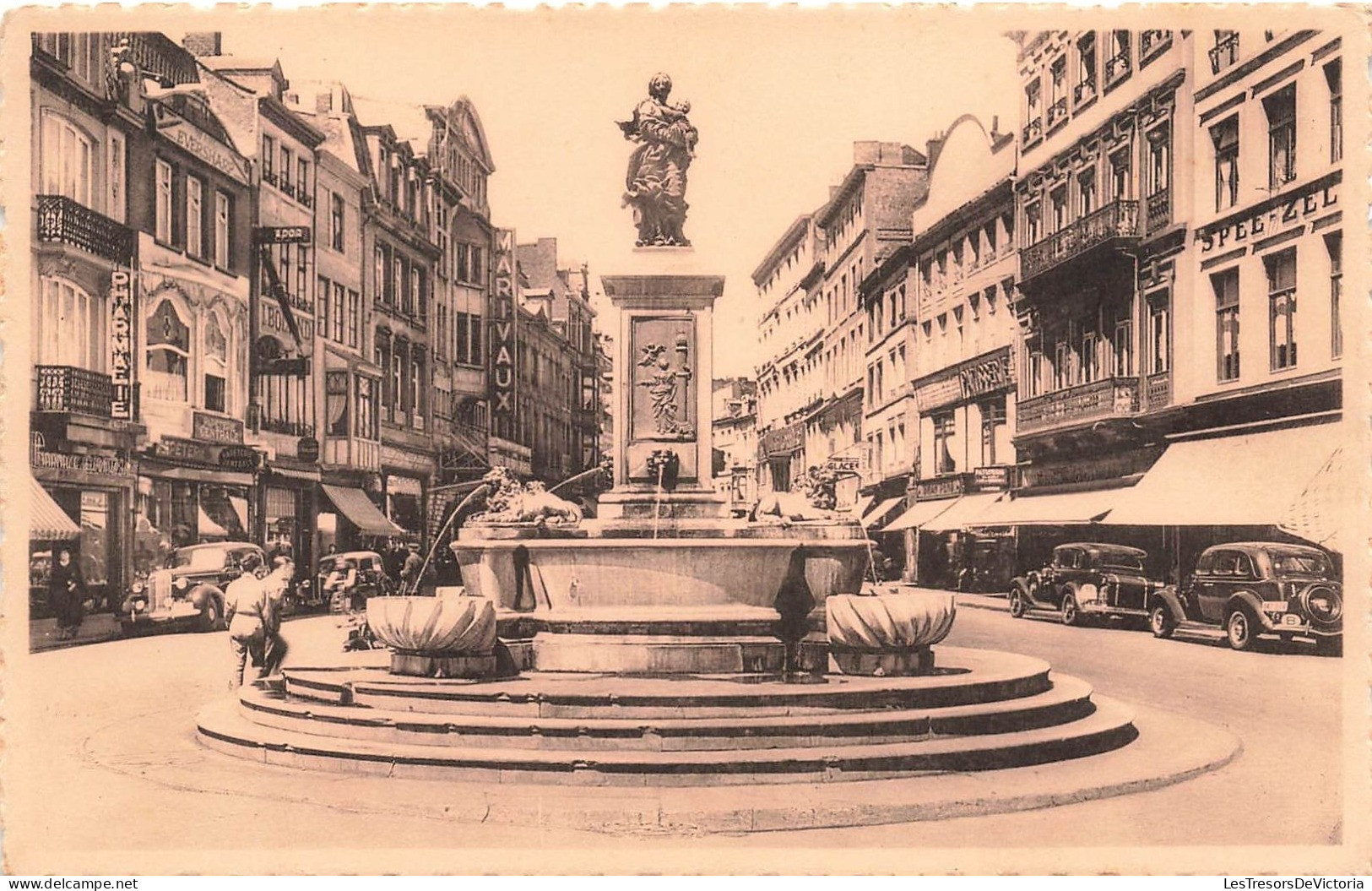 BELGIQUE - Liège - Rue Vinave D'Ile Et Statue De La Vierge - Sculpt Jean Del Cour - Carte Postale Ancienne - Liege