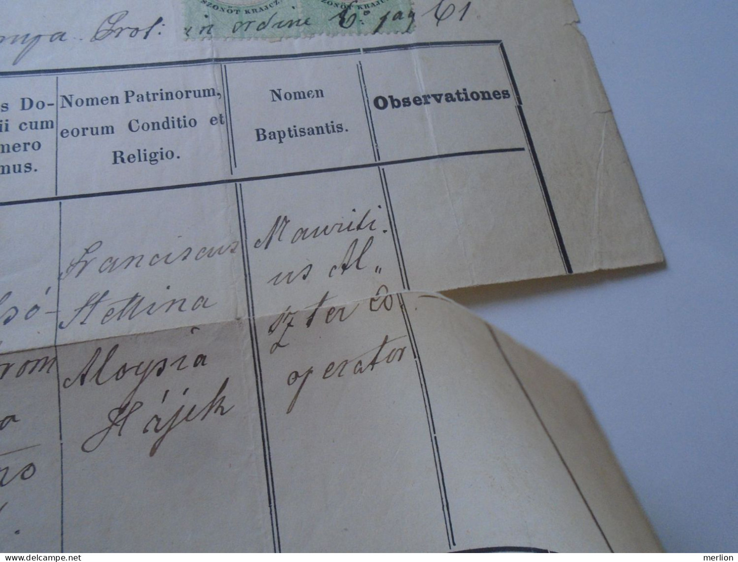 ZA466.14  Old Document  -Slovakia  Alsókorompa - Dolná Krupá - 1871  Andreas Wagner, Vágner, Stettina, Jaloveczky - Nacimiento & Bautizo