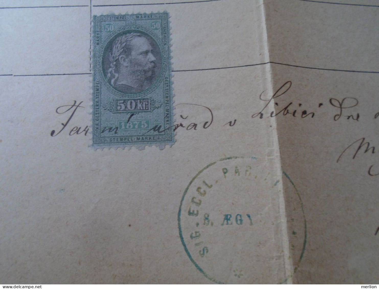 ZA466.15   Old Document  -Czechia Bohemia  Libice - 1875 Josef Zarybnicky - Jan Adler Kaplan - Geboorte & Doop